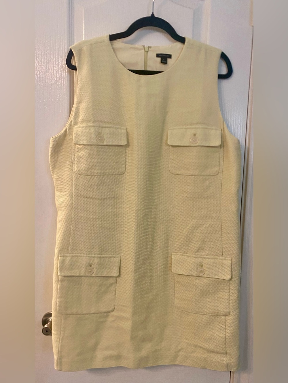 Ann Taylor Butter Yellow Sleeveless Pocket Shift Dress